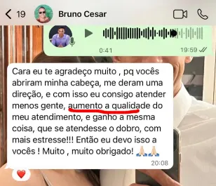 Print de depoimento sobre qualidade de vida